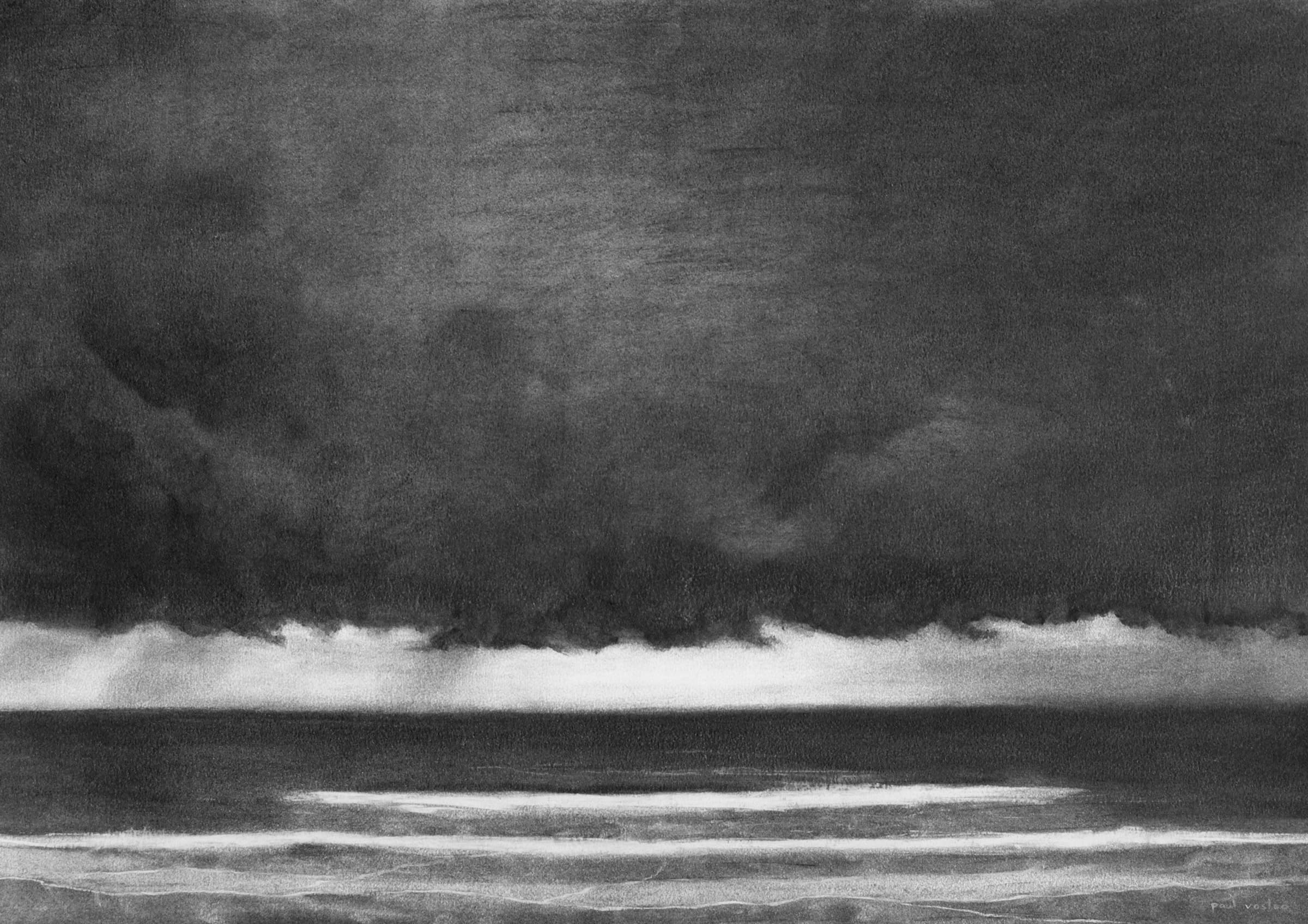 Heavy Skies — Charcoal on paper by Paul Vosloo